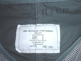 USAF US Air Force CWU-23 exposure liner size 5; May 1985 &quot;Rice&quot; - $75.00