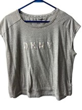 DKNY Womens Size M Gray Spellout Sleeveless Athletic Top Heather - $7.13