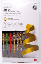 Ge 1295992 20CT Color Choice Dual Color 100 Led Ice Crystal Icicle Set - New! - $49.45