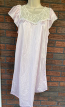 Vintage Pink Nylon Nightgown Small Short Sleeve Lace Bodice Improved Liv... - $21.85