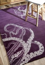 New Brand Color Rug USA 5&#39; x 8&#39; ft Octopus Handmade purple Woolen Rugs &amp; Carpet - £189.13 GBP