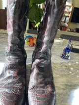 J. Chisholm leather dark burgundy cowboy boots, made in USA men’s 9.5 D image 4