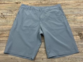 Hang Ten Shorts Men&#39;s 36x12 Light Blue Stretch Poly Check 4 Pocket Chino - £11.61 GBP