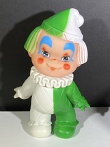 Vintage 6.5&quot; Clown Squeaky Squeeze Toy Rubber Doll Taiwan 50s 60s Green White - £11.02 GBP