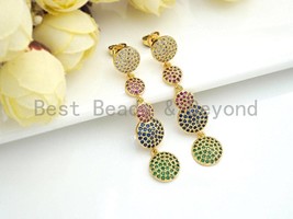 Colorful CZ Micro Pave Five Round Dots Dangle&amp;Drop Earrings, Colorful CZ micro - £10.17 GBP