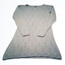 Rubbish Light Gray Blue Crochet Crew Neck Long Sweater Size Small - £14.26 GBP