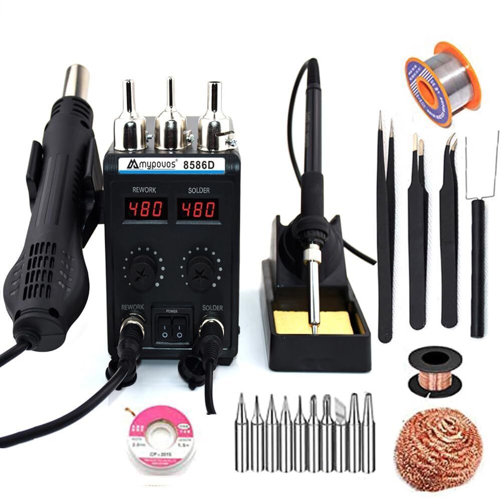 MYPOUOS 8586D 110V Solder Station 2 in 1 LCD Dual Digital Display SMD Ho... - $93.57
