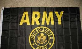 K&#39;s Novelties 3x5 US Army Seal Gold Crest Black Flag 3&#39;x5&#39; Banner Brass ... - £3.84 GBP