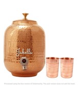 Set of Copper Water Dispenser Container Pot Matka With 2 Glass Tumbler S... - $2,607.74 MXN