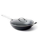 GreenPan x Food 52 Five Two Essentials: Carbon Steel 12&quot; Wok with Foldab... - £178.51 GBP