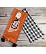 2 Kitchen Hand Towel Halloween Witches Magic Potion Brew Orange Black Ch... - $223.05 MXN