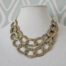 AVON Western Stars Hammered Brass Link Double Strand Chain &amp; Cord Necklace - $13.85