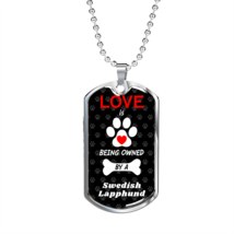 Swedish Lapphund Love Is Stainless Steel or 18k Gold Dog Tag 24&quot; Chain - £37.92 GBP+