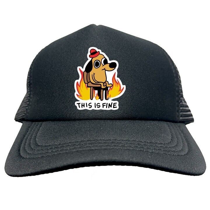 THIS IS FINE FUNNY Trucker Cap Foam Baseball Cap Hat Mesh HF0141 - $19.99
