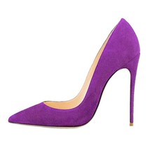 Purple Flock Women Pointed Toe Elegant Stiletto Pumps Ladies Formal Dress Party  - £59.15 GBP