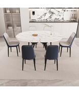 47-63" Expandable Circular Dining Table Set with 6 Chairs, Black Legs - €926,39 EUR 47-63" Expandable Circular Dining Table Set with 6 Chairs, Black Legs - €926,39 EUR