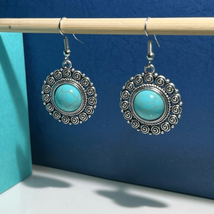 BAF Darling Dangles” 1 1/4” Turquoise &amp; Silver Earrings - £29.75 GBP