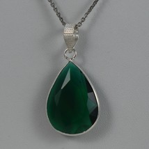 925 Argent Sterling Vert Quartz Pierre Précieuse la Main Pendentif Femme Cadeau - £24.47 GBP+