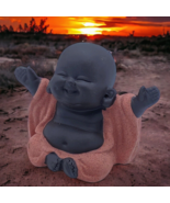 Smile Buddha Statue Purple Clay Sculpture Figurine Tabletop Home Office ... - £23.94 GBP