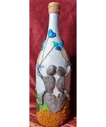Summer Day Balloons Clay Rock Couple Date Large Wine Bottle Mixed Media ... - $458.22 MXN