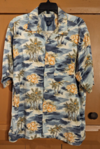 Vintage Duck Head Hawaiian Shirt Mens Size L Blue Tropical Floral Short ... - £14.66 GBP