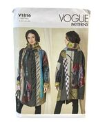 Vogue Patterns V1816 Reversible Coat A (XS-XL) Patchwork Funnel Collar - $23.99
