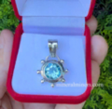 Blue Topaz Pendant, Genuine Topaz Jewelry, Custom Topaz 925 Sterling Silver  - £91.71 GBP