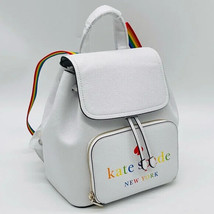 NWB Kate Spade Darcy White Leather Flap Backpack K7292 Rainbow Pride Gift Bag FS - £113.92 GBP