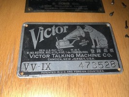 Original Victor Victrola VV-IX Steinert Phonograph Metal ID Tag With 6 N... - $49.49