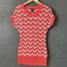 Deb Orange White Chevron Stripe Short Sleeve Pullover Sweater - Women&#39;s ... - $18.95