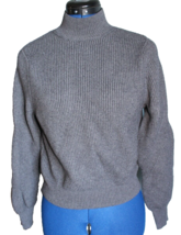 Zara Women&#39;s Knit Cropped Mock Neck Sweater Size M Gray Soft Comfy - £12.49 GBP