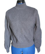 Zara Women&#39;s Knit Cropped Mock Neck Sweater Size M Gray Soft Comfy - £12.72 GBP