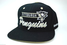 Pittsburgh Penguins Reebok NF91Z NHL Script Team Logo Snapback Hockey Cap Hat - £16.39 GBP
