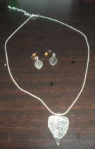 Silvertone Leaf Pendant and Earrings Set - $8.50