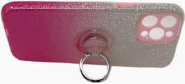 Slim Fit Silicone Case For iPhone 12 Pro Max - Pink & Silver Glitter Ring Stand image 6