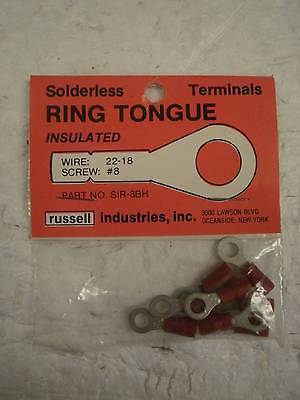 SOLDERLESS TERMINALS- RING TONGUE INSULATED- WIRE: 22-18- SCREW:#8- NEW-... - $3.70
