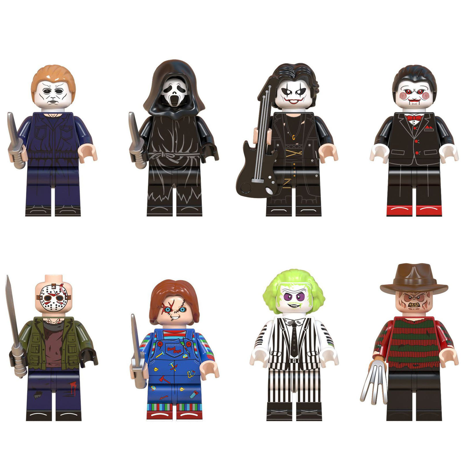 8Pcs Halloween Horror Theme Minifigure Child&#39;s Play Eric Draven Billy Mi... - $21.59