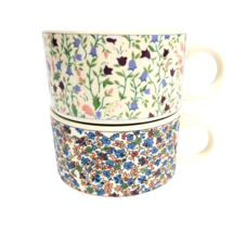 2 Soup Bowls Cups Coordinating Florals 4.25 Diameter Unbranded - £12.67 GBP