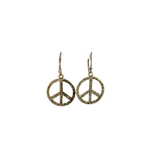 Vintage Sterling Silver 925 Handmade Hammered Peace Sign Hippie Hook Ear... - $31.68