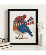 Winter Robin Cross Stitch Pattern – Cute Bird in Knit Hat and Scarf | Ch... - $91.17 MXN