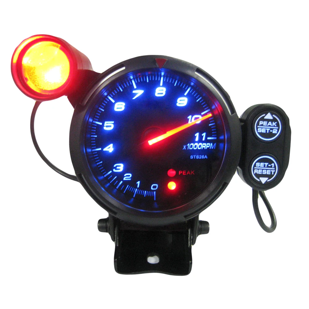 3.5&#39;&#39; Pointer Tachometer Kit Blue LED Pointer Display Tachometer Car Gauge Black - £31.00 GBP