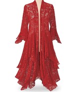 DEEP RED ARTDECO STEVIE NICK&#39;S STYLE LACE GYPSY BOHEMIAN DELUXE DUSTER - $247.49