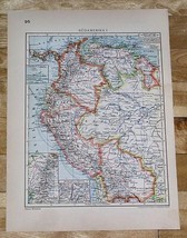 1929 Original Vintage Map Of Colombia Ecuador Venezuela Peru South America - $24.22