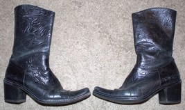 Gianni Bini Woman Black Western Block Heel Side Zip Boots - Size 8.5m - £13.10 GBP