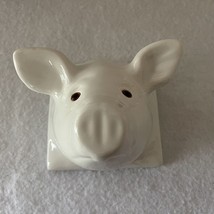 Vintage Pig Head Large Ceramic White Wall Hanging Towel Apron Holder Hoo... - $39.99