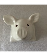 Vintage Pig Head Large Ceramic White Wall Hanging Towel Apron Holder Hoo... - £31.46 GBP