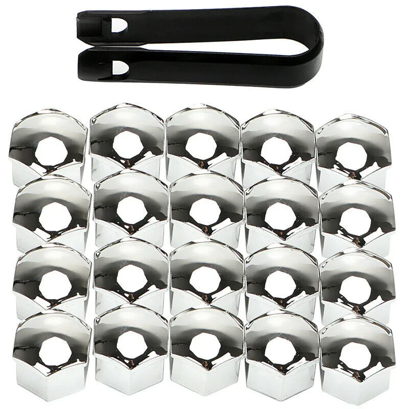 - Car Wheel Nut Cover Set, 20Pcs 17mm Silver Alloy Wheel Nuts Bolt Caps with R - £12.75 GBP