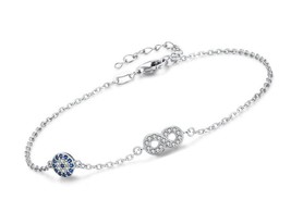 Blue Infinity Link Bracelet in S925 Silver - $51.49