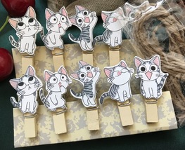 30pcs Small Love Cat Decoration Clothespin,Clips,Shower Party Favor Decoration - £2.57 GBP+