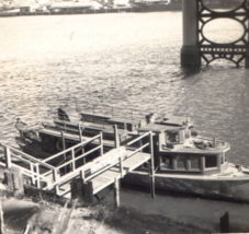 Boat Docked Under Bridge Original Photo Vintage Photograph - $11.95